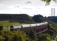 47790 leads the 'Northern Belle' excursion from Birmingham New Street to Leuchars over Jamestown Viaduct on 22 September 2012, with no 47828 bringing up the rear.<br><br>[Bill Roberton 22/09/2012]