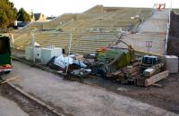 What should eventually become an impressive pedestrian approach to the Murrayfield tramstop. Photographed here under construction on Sunday 23 September 2012, with the stadium directly behind the camera on the other side of Roseburn Street. Richard Hannay would certainly have approved...<br><br>[John Furnevel 23/09/2012]