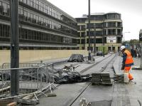 Haymarket tram stop on 24 September 2012, starting to look like the finished article.<br><br>[Bill Roberton 24/09/2012]