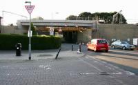 The new tram bridge over Balgreen Road, Edinburgh, photographed looking south east on 23 September 2012. Beyond is the railway bridge carrying the E&G main line. Balgreen tram stop will be located just off picture to the right on the site once occupied by Balgreen Halt, near the junction of the E&G and the former Corstorphine branch.<br><br>[John Furnevel 23/09/2012]