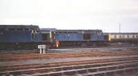40159 (nearest camera) together with an unidentified classmate stabled in Inverness yard on 5 November 1978.<br><br>[Peter Todd 05/11/1978]