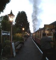 About to leave Hampton Loade at dusk on 22 September, a double-headed service for Bridgnorth further darkens the sky.<br><br>[Ken Strachan 22/09/2012]