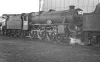 Black 5 no 45158 <I>Glasgow Yeomanry</I>, photographed in July 1960 on Upperby shed.<br><br>[K A Gray 30/07/1960]
