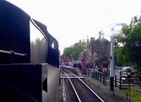 BR Class 4MT 4-6-0 no 75029 <I>'The Green Knight'</I> approaching the platform at Goathland on 4 September 2012.<br><br>[John Steven 04/09/2012]