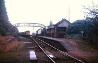 A Class 24 draws into Achnashellach with a Kyle-bound train in late summer 1971. The attractive station building was sadly demolished a few years later. [See image 10588]<br><br>[Frank Spaven Collection (Courtesy David Spaven) //1971]