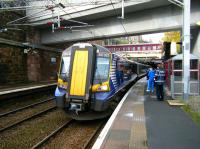 380003 arrives at Greenock West on 20 October with a service to Glasgow Central.<br><br>[Veronica Clibbery 20/10/2012]