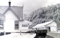 The tracklifting train at Callander in 1967. Looking west through the station.<br><br>[Colin Miller //1967]