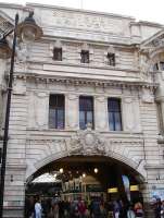 East side frontage arched entrance to London Victoria Station with Southern Railway name at high level. <br><br>[David Pesterfield 03/10/2012]