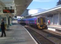 I have no problem with the appearance of the 158 forming the 10.44 to Portsmouth Harbour from platform 4 [see image 39316]; but from this angle, the recently built footbridge bears a passing resemblance to a giant hairdryer.<br><br>[Ken Strachan 20/06/2012]