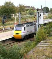 The north end of Berwick station on 12 October 2013, with the 07.52 East Coast Trains Aberdeen - London Kings Cross HST about to run through. <br><br>[John Furnevel 12/10/2012]