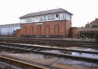 The Abbey Foregate signal box at Shrewsbury in October 1989.<br><br>[Ian Dinmore 26/10/1989]