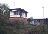 The signal box at Stanton Gate in November 1990. View south towards Toton yard.<br><br>[Ian Dinmore /11/1990]