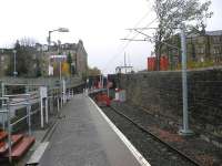 View towards the buffer stops at Paisley Canal on 7 November 2012 with wires now in place.<br><br>[John Yellowlees 07/11/2012]