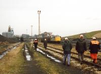 A train of house coal bound for Scotland behind 37239 stands in the colliery sidings at Markham Main, near Doncaster, in the late 1980s. [See image 40949] Markham Main Colliery Ltd<br><br>[David Spaven //]