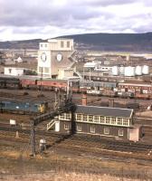 A Class 26 and a fine array of rolling stock in this spring 1968 view of Welsh's Bridge box in Inverness.<br><br>[Frank Spaven Collection (Courtesy David Spaven) //1968]