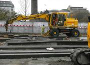 A road-rail vehicle in St Andrew Square on 12 November 2012.<br><br>[Bill Roberton 12/11/2012]