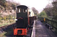 Platform scene at Pontprenshitw in May 2005 on what is now the narrow gauge Teifi Valley Railway. The 2ft gauge line is built along the trackbed of the Great Western extension to the original 1864 Carmarthen and Cardigan Railway route to Llandyssul. The GWR's 1895 extension took the line west to Newcastle Emlyn.<br><br>[Ian Dinmore /05/1988]