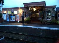 These are the traffic levels Beeching warned us about...  a solitary passenger awaits developments on the Kidderminster-bound platform at the SVR Autumn Gala in September 2012.<br><br>[Ken Strachan 22/09/2012]