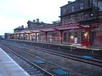 The new canopy structure in place along the operational section of platform 1 at Wakefield Kirkgate on 12 November, although still to be glazed over approximately 50% of its length. [See image 38886]  <br><br>[David Pesterfield 12/11/2012]