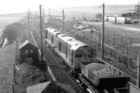 Class 20s 20137+20124 accelerate an up PW train away from Carstairs South Junction in April 1980.<br><br>[John Furnevel 17/04/1980]