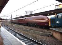 6229 <I>'Duchess of Hamilton'</I> about to leave York for Shildon on 21 November 2012 in pouring rain behind Deltic 55002 <I>'The Kings Own Yorkshire Light Infantry'</I>. [See image 41106] <br><br>[Vic Smith 21/11/2012]