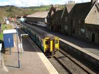 150241 at Knighton about to depart for Shrewsbury with the 13.14 ex-Swansea 'Heart of Wales Line' service on 10 November 2012. While the town of Knighton is in Powys, the station lies 100 yards across the border in Shropshire. <br><br>[David Pesterfield 10/11/2012]