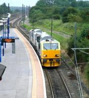 MPV DR 98955 runs south through Thirsk station on the up slow line on 9 July 2012.<br><br>[John Furnevel 09/07/2012]