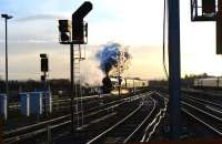 LMS 6201 <I>Princess Elizabeth</I> approaching Didcot with a special on 4 December. The Stanier Pacific was bound for the Oxford line hauling a Slough to Chester excursion.<br><br>[Peter Todd 04/12/2012]