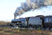 Stanier Pacific 6201 <I>Princess Elizabeth</I> takes the east to north curve at Didcot on 4 December with a special for Chester.<br><br>[Peter Todd 04/12/2012]