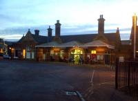 Kettering station looks welcoming on a cold Sunday afternoon. It's rare to see the largely-original facade not obscured by taxis and other vehicles; and always a pleasure to find efficient, modern facilities within a traditional exterior. The awnings are especially attractive.<br><br>[Ken Strachan 02/12/2012]