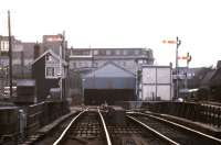 Looking towards Galway Station from the Lough Atalia railway bridge in the summer of 1988. [See image 15315]<br><br>[Ian Dinmore /07/1988]