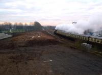 4596 <I>Rood Ashton Hall</I> heads East towards the flyover North of Nuneaton with a special from Tyseley to Lincoln on 8 December. The plume of steam could be seen all the way across the frame of this shot as the train headed for Hinckley.<br><br>[Ken Strachan 08/12/2012]