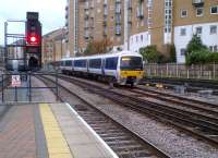 Residential developments on the approaches to Marylebone seem much more modern and 'greener' than at certain other London termini. It hardly feels like you're in 'The Smoke' at all! A Clubman drifts into the former Great Central terminus on 9th November. [see image 41096]<br><br>[Ken Strachan 09/11/2012]