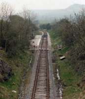 Looking over Holywell Halt on the Embsay Steam Railway in April 1991. View is towards Embsay from the A59 between Skipton and Bolton Abbey. <br><br>[David Pesterfield 11/04/1991]