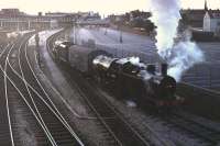 In December 2012 it was reported that Ian Riley had added LMS <I>Jinty</I> 47298 to his fleet and will restore it to main line condition. Currently at Llangollen the 3F was previously at Steamport Southport and is seen here at dusk returning stock to the museum following an exhibition at Chapel St station in 1979. At the rear is Black 5 44806, then a static exhibit but also since returned to steam at Llangollen.<br><br>[Mark Bartlett //1979]