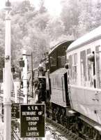 The crew of 43106 awaiting the right away with a train for Bewdley in July 1980 at Highley station on the Severn Valley Railway.<br><br>[Colin Miller /07/1980]