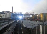 View west at Haymarket on 23 December 2012, with and the second phase of the new footbridge now in position.<br><br>[John Yellowlees 23/12/2012]