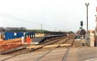 View east at Streethouse Station, 4 miles east of Wakefield Kirkgate, on 19 April 1992, with platform works nearing completion. The station was opened to passengers on 11 May that year, along with the restoration of train <br>
services between Wakefield and Pontefract.<br><br>[David Pesterfield 19/04/1992]