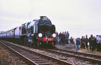 Another 'Santa Special' at Seascale on 27 December 1980 [see image 41460].  This is the 13 coach SLOA version which had originated from London Euston. The train had been hauled as far as Carnforth by 86240, following which Maunsell 4-6-0 no 850 <I>Lord Nelson</I> had taken over for the journey to Seascale.   <br><br>[Peter Todd 27/12/1980]