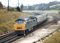 'Western' diesel hydraulic No. D1070 <I>Western Gauntlet</I> seen shortly after departure from Exeter St. Davids with a Paddington express in 1971. The train is approaching Cowley Bridge Junction, where the Barnstaple branch leaves the West of England main line.<br><br>[Bill Jamieson 23/07/1971]