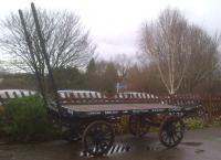 The trouble with putting the cart before the horse, is that you have to find a horse first. This unusual relic is to be seen outside the Avon Valley Railway's Bitton station. The traces are, in my experience, even rarer than the cart.<br><br>[Ken Strachan 30/12/2012]