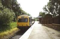 A class 101 DMU from Manchester Piccadilly stands at Rose Hill Marple in July 1997 [see image 41527].<br><br>[Ian Dinmore /07/1997]