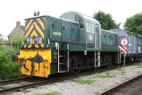 The sidings at Leeming on the Wensleydale Railway in July 2012, containing preserved diesel locomotive no D9516. This was one of the short-lived class 14s built at Swindon in 1964 and withdrawn after only three and a half years operational service on BR.<br><br>[John Furnevel 09/07/2012]