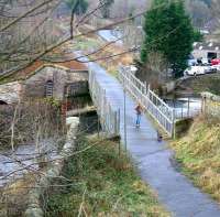 Crossing the Gala Water at the north end of Galashiels on 6 January 2013 with the site of Kilnknowe Junction just beyond the bridge. This will be the first bridge crossed by Edinburgh bound trains on the Borders Railway after leaving Galashiels station.<br><br>[John Furnevel 06/01/2013]