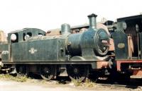 'Jinty' 47279 seen stored awaiting restoration in Haworth yard in June 1980 after rescue from Barry scrapyard in August the previous year<br><br>[David Pesterfield 12/06/1980]