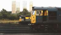 BRCW Type 2s in the yard at Eastfield in 1991, with the driver of the nearest locomotive busy filming a special ceremony involving two of its relatives [see image 40785].<br><br>[David Spaven //1991]