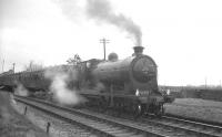 'Scottish Rambler No 3' stands at Airth on 30 March 1964 behind preserved NB 4-4-0 no 256 <i>Glen Douglas</i>. [See image 24901]<br><br>[K A Gray 30/03/1964]