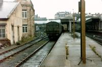 Goods and parcels bays at the west end of Newcastle Central in 1981. [See image 9461]<br><br>[Colin Alexander 24/10/1981]