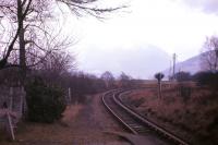 The mountains of Glencoe can just be seen looming out of the mist in this Easter 1966 view from Ballachulish Ferry station, just two weeks after closure of the branch from Connel Ferry.<br><br>[Frank Spaven Collection (Courtesy David Spaven) //1966]