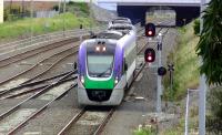 A Bendigo - Melbourne VLocity DMU runs into Sunbury, Victoria, on 15 October 2008. The electrified suburban system was extended to here in November 2012.<br><br>[Colin Miller 15/10/2008]